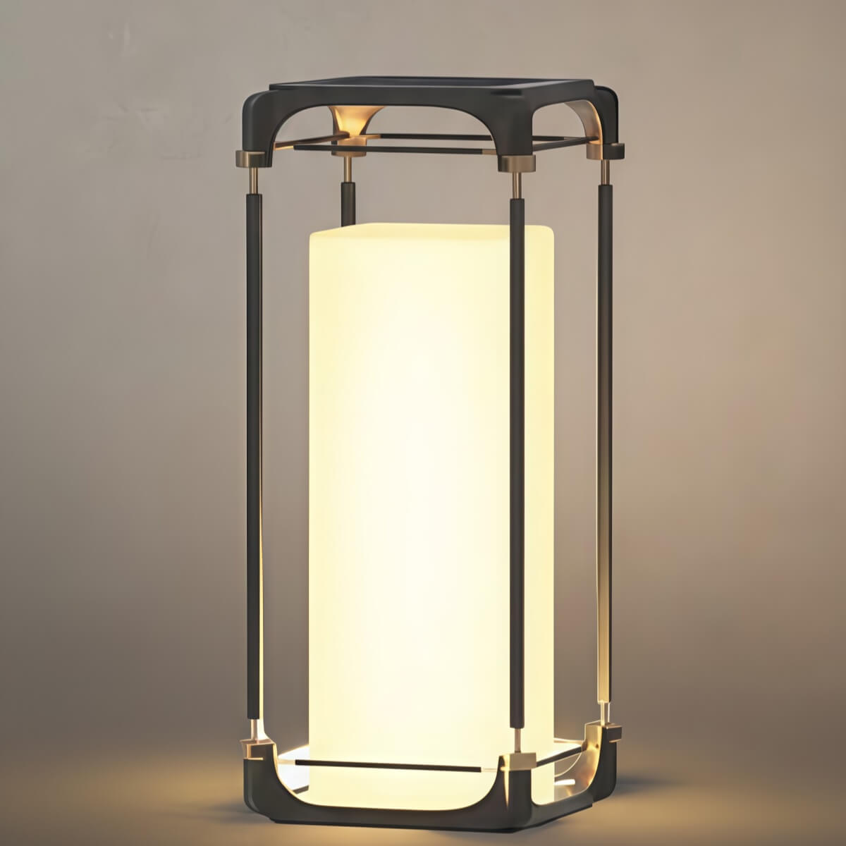 Arcato Modern Square Outdoor Floor Lamp — Black Metal/Acrylic Lantern for Patio